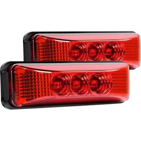 Set aus 2 vorderen und hinteren Seitenmarkierungsleuchten mit 3 roten LEDs für Lkw und Anhänger, 9,9 cm (3,9 Zoll), Markierungsleuchten, Unterbodenbeleuchtung, wasserdicht, Aufbaumontage