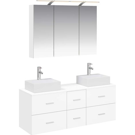 Ensemble de mobilier de salle de bain 4 pcs Blanc vidaXL (1/5)