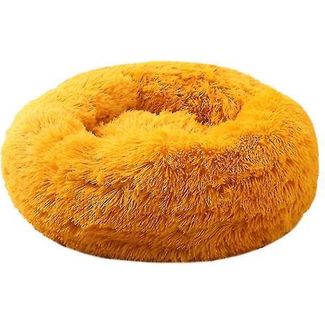 Herausnehmbares Haustierbett, Plüsch-Donuts für kleine und mittelgroße Hunde und Katzen – 50 cm – gelb (1/3)