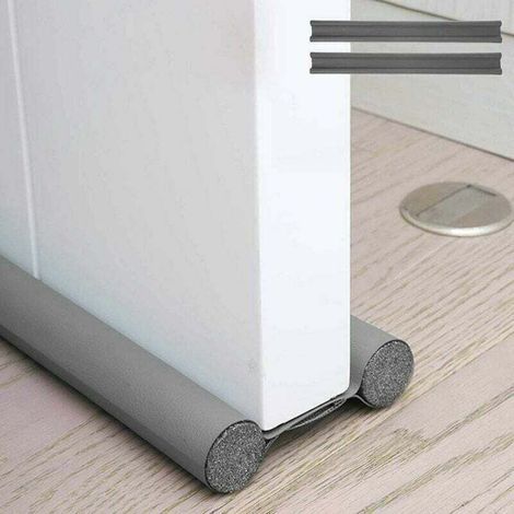 XVX Lot de 2 bas de porte à double isolation, boudin anti-courant d'air froid, protection de bas de porte à double isolation contre les courants d'air et le bruit (gris) (1/5)