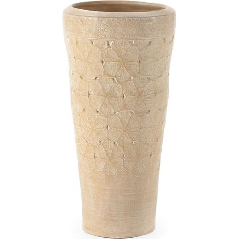 Cache pot en terre cuite crème lavante finition artisanale élégante - crème lavante terre cuite (1/4)