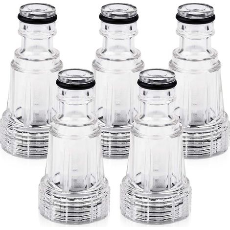 5er-Set Wasserfilter für Hochdruckreiniger, Axroad Mall, mit Dichtungsring und 3/4"-Anschluss, leicht zu demontieren und zu reinigen, Kunststoff, transparent (1/5)