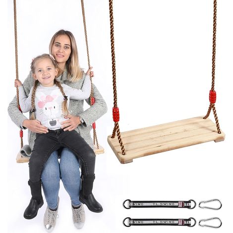 Balançoire Extérieure en Bois, Balançoire à Suspendre pour Enfant Et Adulte Chargé Maximum 160kg,balançoire Robuste Convient pour Aire De Jeux, Activités De Plein Air, Intérieur (1/5)