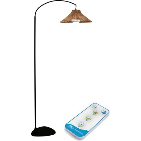 Außenleuchte mit LED Modul Akku 168 cm 2-in-1 IP54 Seegras Metall 2700 K Fernbedienung Dimmer Stehlampe Wandlampe Garten Terrasse (1/5)