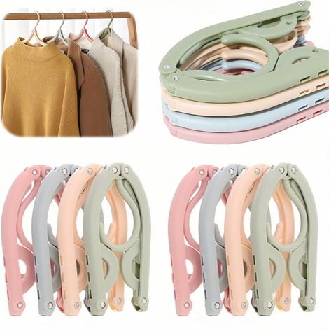 CCYKXA 12er-Pack faltbare Kleiderbügel, 4 Farben, tragbare faltbare Reisekleiderbügel aus Kunststoff für Zuhause, Hotel, Camping, Urlaub, Kreuzfahrt, unverzichtbares Reisezubehör