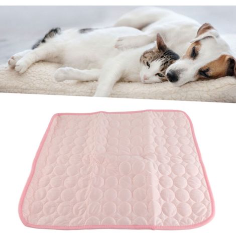 Tapis Cooling pour Chien et Chat - Matelas Rafraîchissant Summer Dog Cat Sleeping Pad pour Sol, Canapé, Cage - Confortable et Respirant - M (Rose) (1/4)