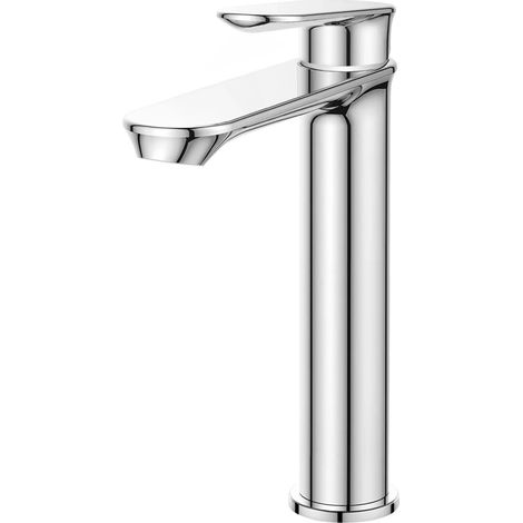 Mitigeur de lavabo à bec haut sans garniture de vidage (bouchon) chromé