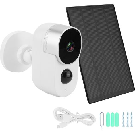Caméra de surveillance extérieure PIR détection intelligente objectif grand angle 120° HD audio bidirectionnel caméra solaire batterie (1/5)
