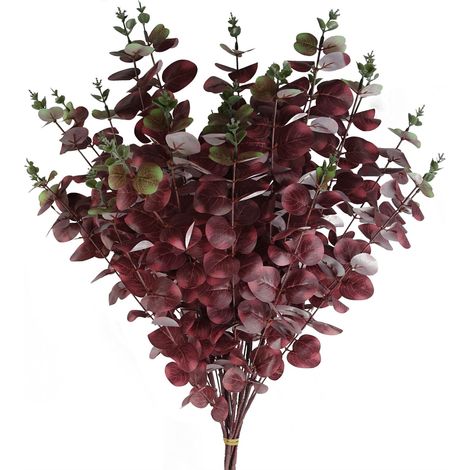 Pack of 6 x 100cm Artificial Eucalyptus Foliage Burgundy (1/5)