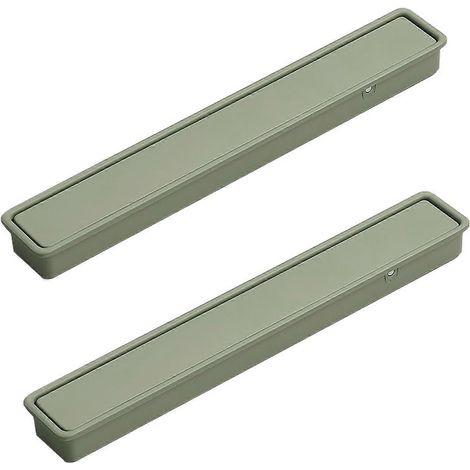 Set aus 2 flächenbündig montierten, 100 mm großen, grünen Aluminium-Einbaugriffen für Schiebetüren von Schränken. (1/5)