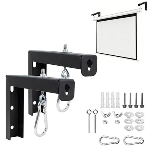 Support mural/plafond en forme de L pour écran de projection, capacité de 30 kg, universel et réglable pour écrans manuels et électriques, idéal pour le home cinéma et le bureau. (1/5)