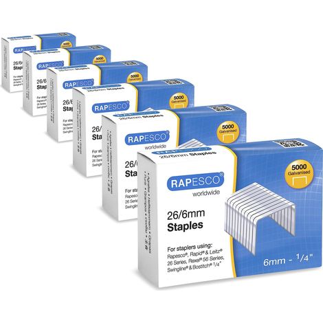 RAPESCO 1735 BUSINESS PACK: AGRAFES GALVANISÉES 26/6MM (NO.56), 6 BOÎTES DE 5000