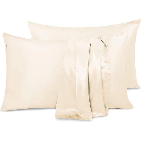 Taies d'oreiller luxueuses en satin gris doré - 100 % microfibre aux propriétés apaisantes pour la peau, prévenant la chute des cheveux, anti-acariens et hypoallergénique - 76 x 51 cm (1/5)
