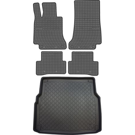 Juego de alfombrillas de goma para coche y alfombrilla para maletero para Mercedes Clase C W205 Estate (de marzo de 2014 a 2021).