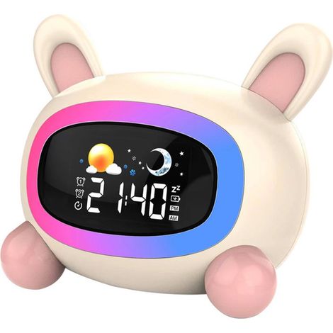 Réveil pour enfants Réveil mignon pour enfants Horloge d\'apprentissage du sommeil avec veilleuse pour chambres de garçons et fil
