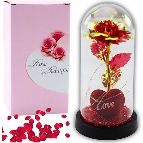 EWIGE ROSE IN EINER KUPPEL LED HERZPERLE ROT 7613 (1/5)