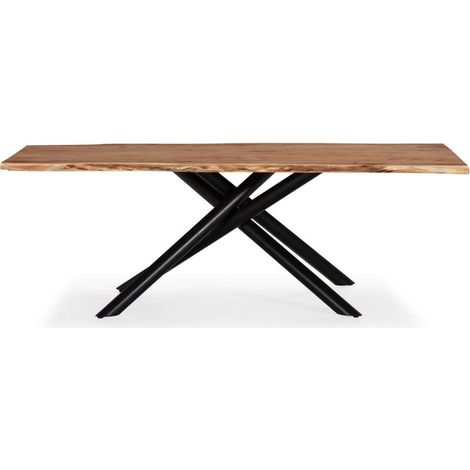 Mesa para comedor fija Md-Analia acabado madera de acacia, 220cm(ancho) 76cm(altura) 100cm(fondo). (1/5)