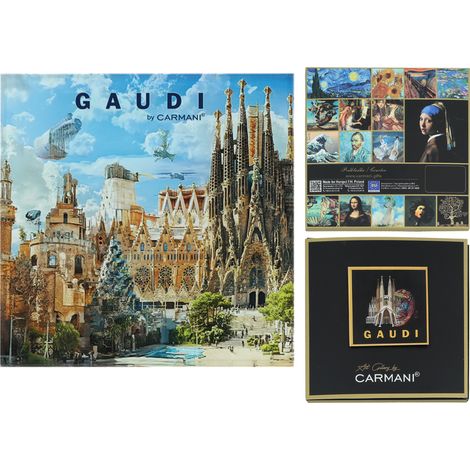 Carmani, posavasos de cristal de aproximadamente 11,5 x 11,5 cm inspirado en las pinturas de A. Gaudí (1/5)