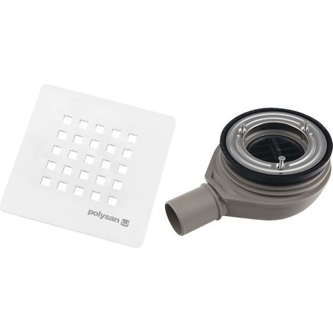 Bonde de receveur de douche TRENECA,dia. 90 mm, DN40, couvercle blanc mat (1/3)