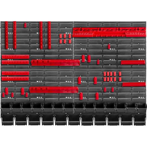 KADAX Werkstattwandregal, Wandplatten, 116 x 78 cm, Rot und Schwarz, 70 tlg.