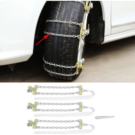 3 pièces Chaîne à Neige Anti-Dérapante 205-225mm pour Voiture, SUV, Camion - Sécurité Hiver (1/5)