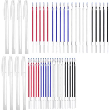 48 PCS Crayon de Marquage pour Tissu, 8 Stylos Vides avec 40 Recharges Effaçables en 4 Couleurs (Rouge, Bleu, Blanc, Noir) - Accessoire de Couture pour Tissus et Cuir (1/5)