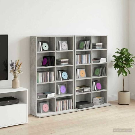 vidaXL CD Cabinet 2 pcs Concrete Grey 65 x 23.5 x 97.5 cm (1/5)