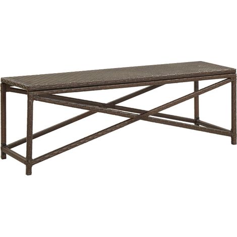 Panca da giardino arredo da esterno terrazza 120 cm resina intrecciata marrone 020011208 (1/5)