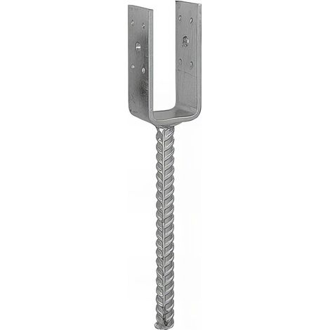 Pied de poteau léger en U zingué à ancrer - 51 x 100 x 5 mm (1/5)