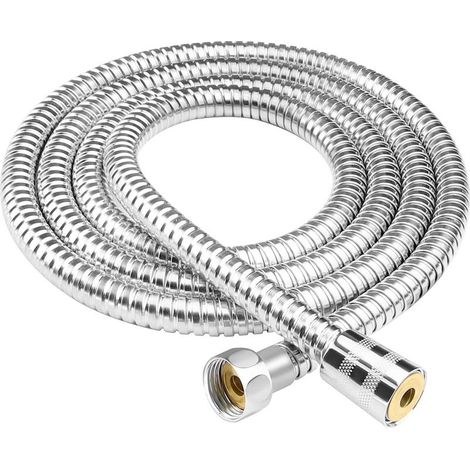 Tuyau de douche 2m en acier inoxydable 78 pouces Tuyau de douche extra long Remplacement du chrome par des écrous en laiton (1/4)