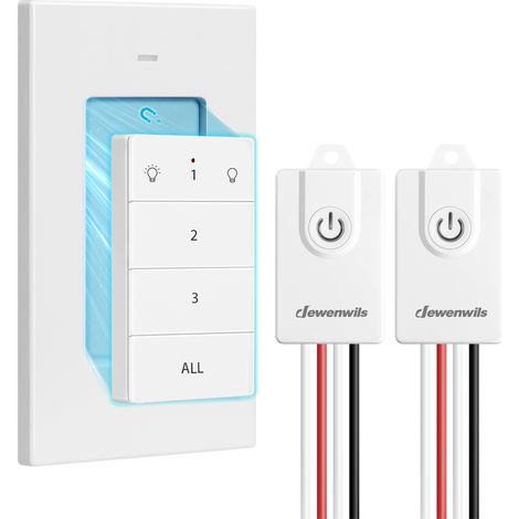DEWENWILS Funkschalter Set 230 V	 2 x Empfänger + 1 x Wandsender	 3000W	 Weiß