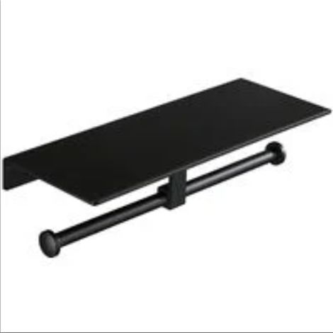 Porte-Papier Toilette sans Perçage Etagere Telephone Double Noir (1/3)