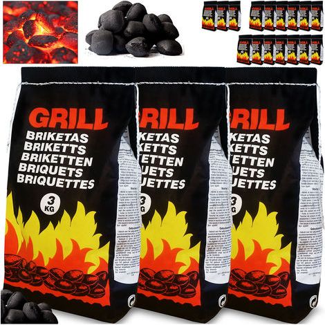 Paquet de briquettes pour barbecue Sac de charbon de bois BBQ Grill - Quantité au choix 6 à 21kg 9kg