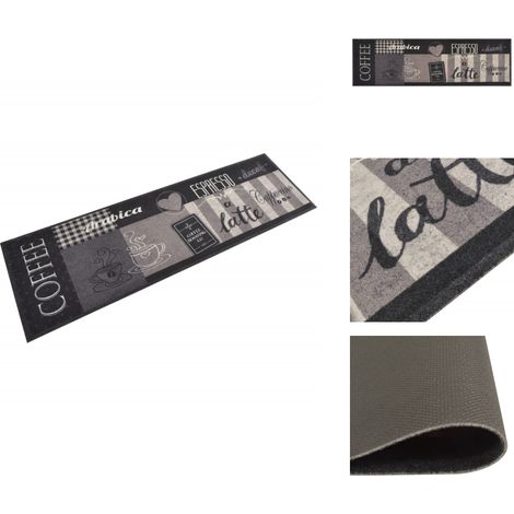 Tapis de cuisine lavable impression café noir 45x150 cm velours - Tapis De Cuisine - Tapis Absorbant - Tapis Décoratif - Tapis Moderne - Tapis Multicolores (1/5)