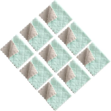 Chiffons de nettoyage et torchons (Lot 24), chiffons absorbants réutilisables, de couleur vert-gris