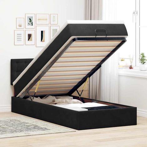 vidaXL Lit ottoman avec matelas et LED noir 80x200cm velours (1/5)
