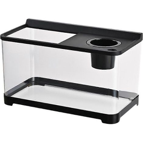 Petit aquarium pour poissons rouges, idéal pour la maison, convient au salon ou à un bureau. Cage à poissons noire. (1/5)