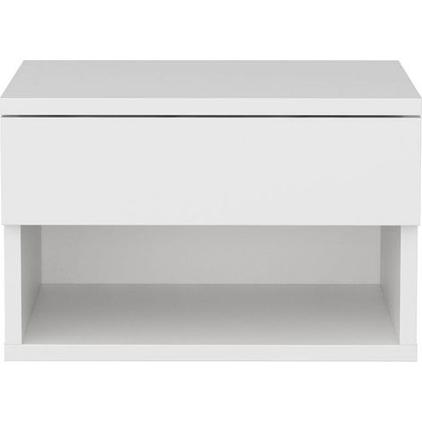 Table de chevet suspendue 1 tiroir 1 niche blanche 45 cm - Cosenza