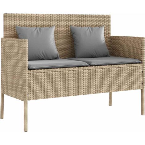 Maison Exclusive - Gartenbank mit Kissen Beige Poly Rattan
