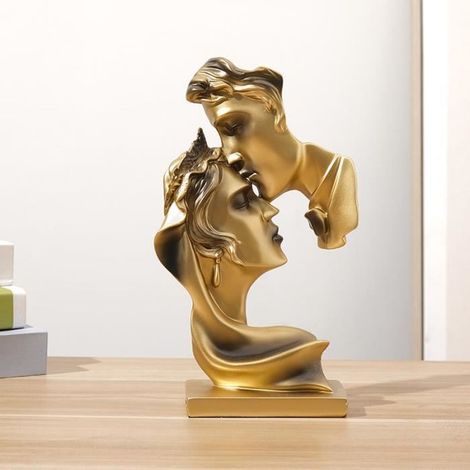 1 pièce Statue Couple Baiser, Sculpture Résine Moderne, Décoration Bureau Maison, Idée Cadeau Mariage Amoureux (1/4)