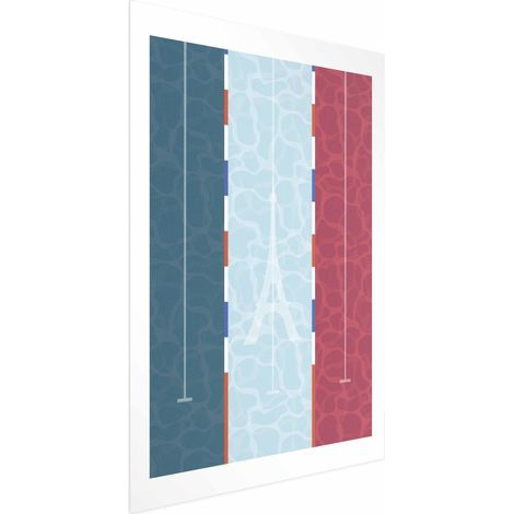 Poster – Illustration eines Schwimmbads mit der französischen Flagge im Hintergrund (1/4)