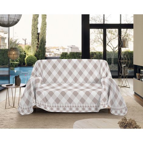 Telo Arredo Made in Italy in Cotone Grandfoulard Copritutto Copridivano Copriletto-Teli Sofà Arredatutto-Drappeggio-Arazzo-Copridivano Grand Foulard Letto Matrimoniale - Lovelycheck Beige