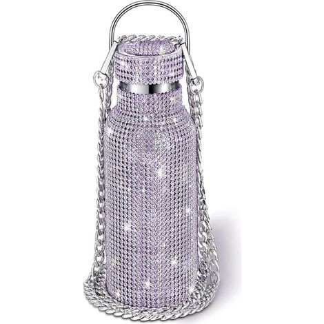 Bouteille d'eau en Acier Inoxydable Diamant Portable Paillettes Strass Bouteille d'eau Bandoulière Bling Flacon Thermique 600 ML F (1/5)