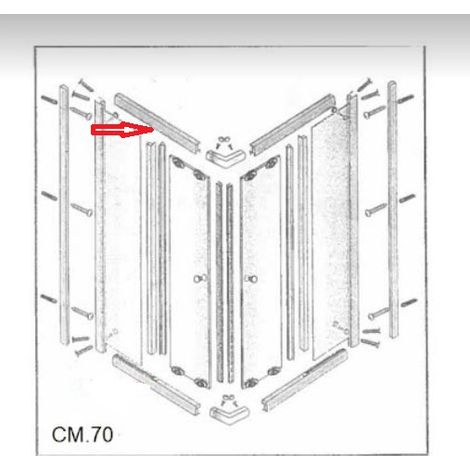 1PZ PROFILO SUPERIORE LATO 70 X BOX DOCCIA CRISTALLO TRASP.MM.6 CM.70X90LUSSO