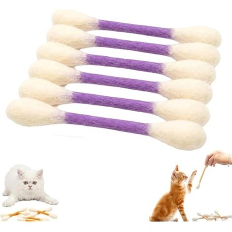 Lot de 6 cotons-tiges extra larges pour chat - Batons à macher géants infusés d'herbe à chat - Jouet interactif amusant pour les amoureux des chats - élégant et créatif - Portable - Violet (1/5)