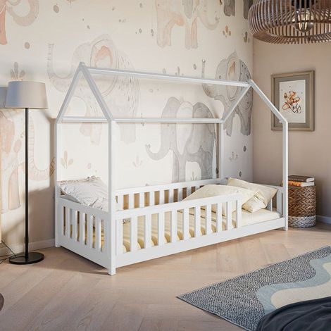 Lit cabane 90x200 sommier inclus Maya Blanc (1/3)
