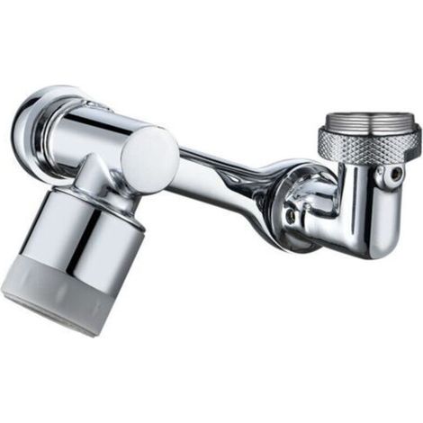 Adaptador de agua universal a pilas, giratorio en todas las direcciones, función de ahorro de energía, dos modos: ducha y burbujas, cromado, plateado - Crezuo
