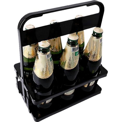 Faltbarer Bierflaschenhalter mit 6 Löchern, Getränkebehälter für die Bar, Schwarz