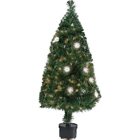 TrAdE Shop Traesio - Albero Di Natale Fibra Ottica Flower 120cm 140 Punte Con 18 Fiori Colore Verde - (1/2)