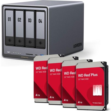 Ugreen NASync DXP4800 Plus + disco duro Western Digital de 16 TB (4 x 4 TB)